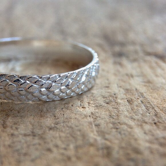 925 Sterling Silver Mermaid Scales Ring Handmade - Size 8 - Picture 3 of 4